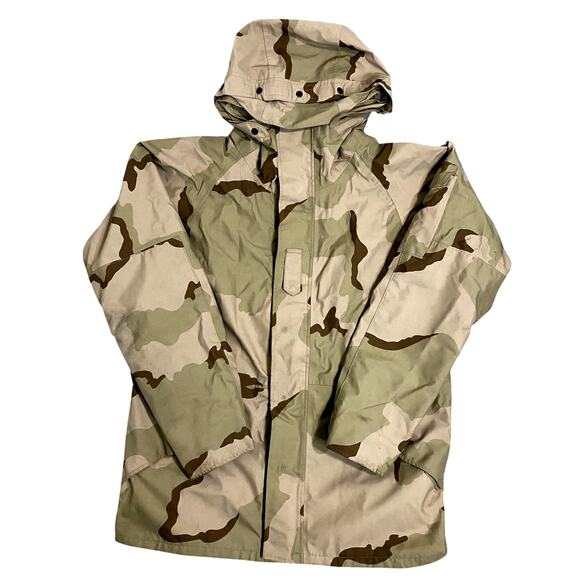 Vtg US Army Cold ECWCS Parka Men's Large Long Desert Camo Military Hunting Nylon